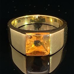 Really Nice! Real Citrine Ring Set In Heavy 18kt Gold 