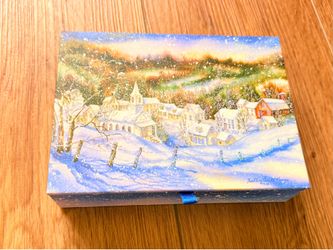 Christmas in July! Winter village decorative box with magnetic lid
