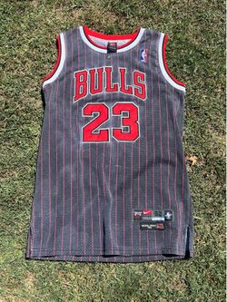 Nike Chicago Bulls Michael Jordan #23 Gray Pinstripe NBA Basketball Jersey 52