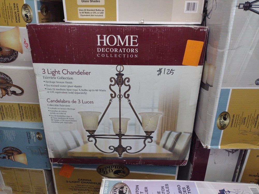 3 Light Chandelier In Bronze Finished 