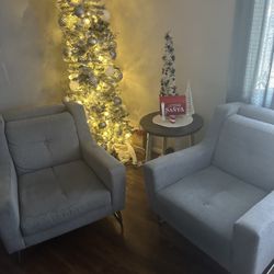 2 Accent Chairs/light Gray 