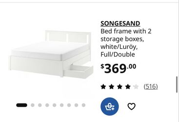 SONGESAND full-size bed frame with 2 storage drawers