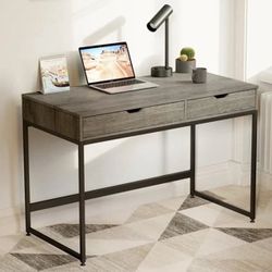 43.31 in. Gray Computer Desk with 2-Drawers