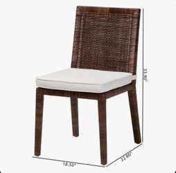 NEW: Set of 2 Bali & Pari Sofia Rattan Dining Chairs with Cushions