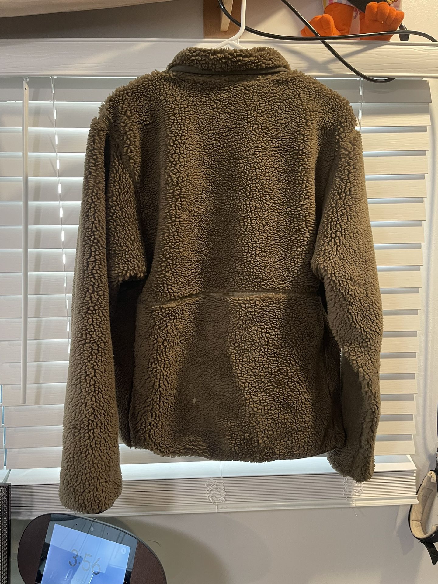 North Face Extreme Pile Pullover Mens S Army Green EUC Fleece Parka Cropped Fit 