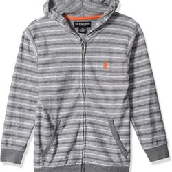 US Polo ASSN Stripe Hoodie Zip Up Sweater Sweatshirt Top Youth Boys Size S Small 