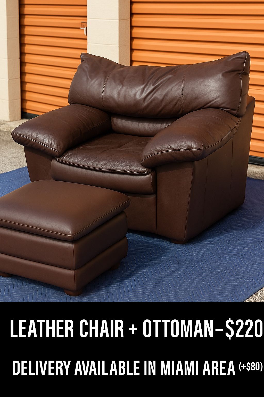Leather Chair + Ottoman – Oversized & Comfy
