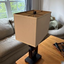 White Lamp Shade With Black Base 