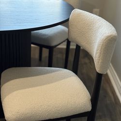 High end Dining Table Black Wood And Soft Fabric Chairs $10DOWN