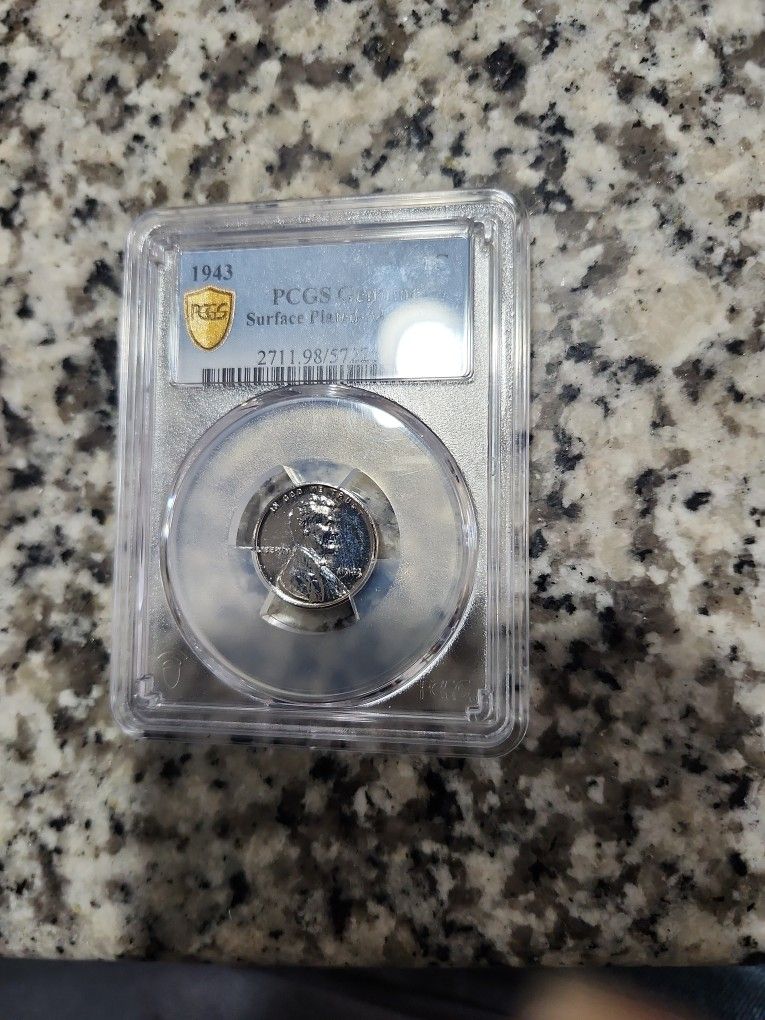 1943 -P 'GENUINE' (Surfaced Plated ) Detail /Steel Cent