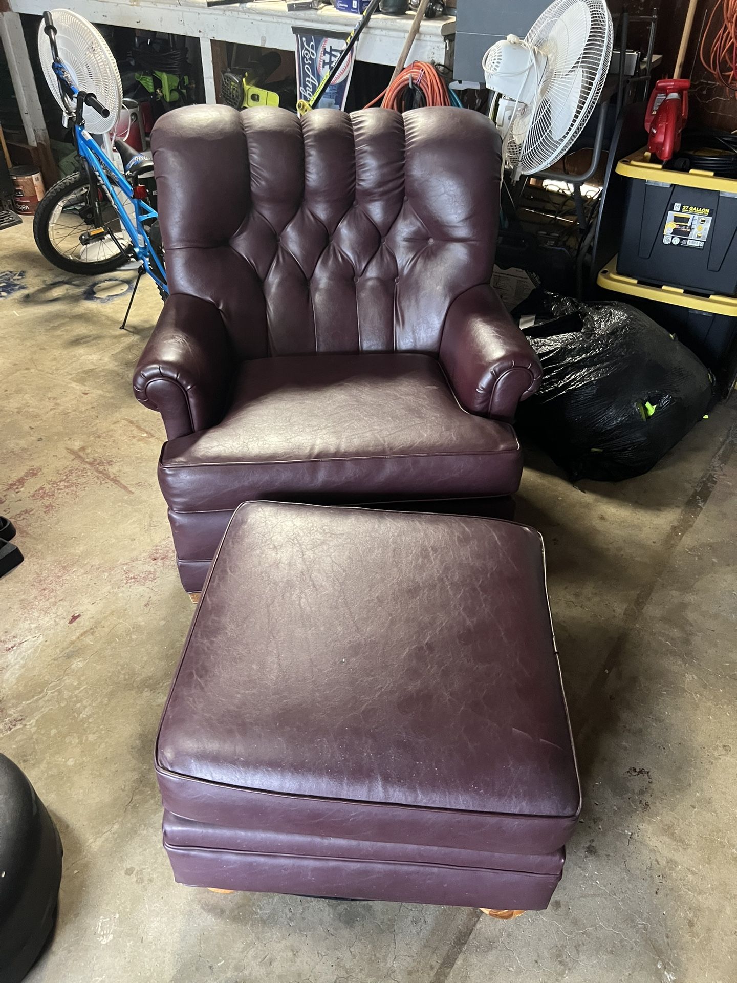 Leather Sofa Seat and Ottoman
