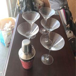 Martini Glass And Shaker Set