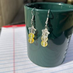 Star & Yellow Bead Dangle Earrings