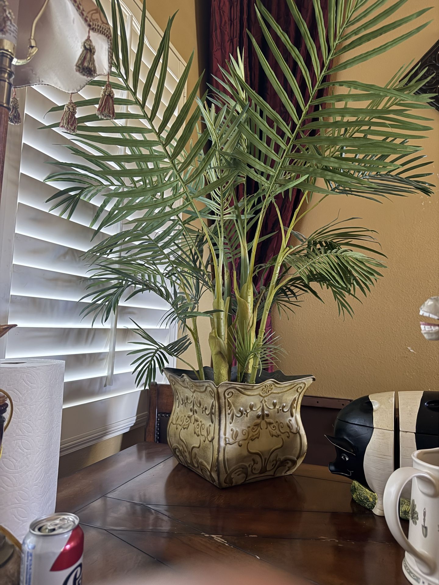 Faux Plant In Tin Vase