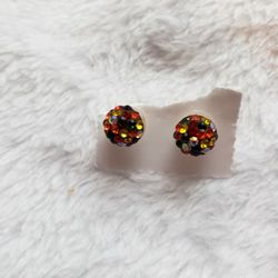 925 Sterling Silver Multi Color Stud Earrings 