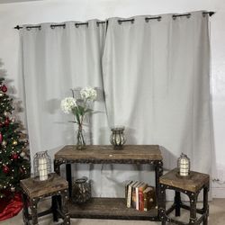 Set Of 3 Rustic Industrial Accent Tables