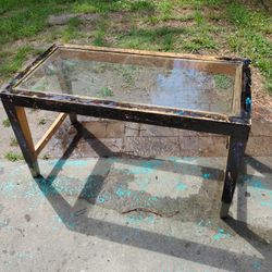 Wooden Table Glass Top
