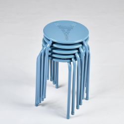 Homy Casa Lemon 4PC Metal Stackable Stools Morandi Blue Folding Eiffel Tower Perforated Seat