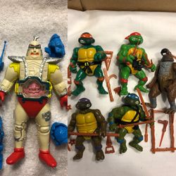 1980s TMNT set 4 Teenage Mutant Ninja Turtles & splinter , Krang