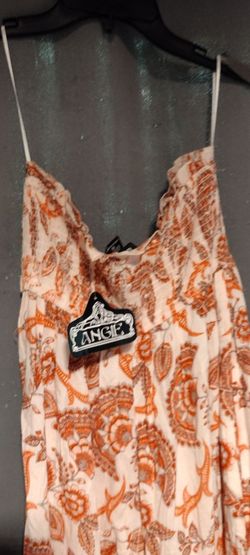 Angie Womens NWT Smocked Wide Leg Jump Suit Pants, Paisley Boho Palazzo S M L
