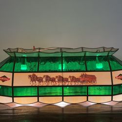 Vintage Budweiser Beer Clydesdales Stained Glass Pool/Billiards Table Light. 