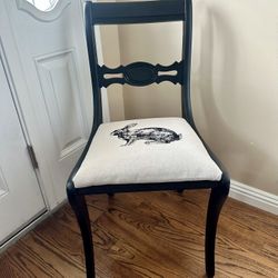Vintage Black Wooden Accent Chair