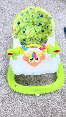 Green Baby Walker with Activity Tray