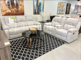 Manual Reclining Sofa & Loveseat Set w/ Cup Holders – $999 + tax