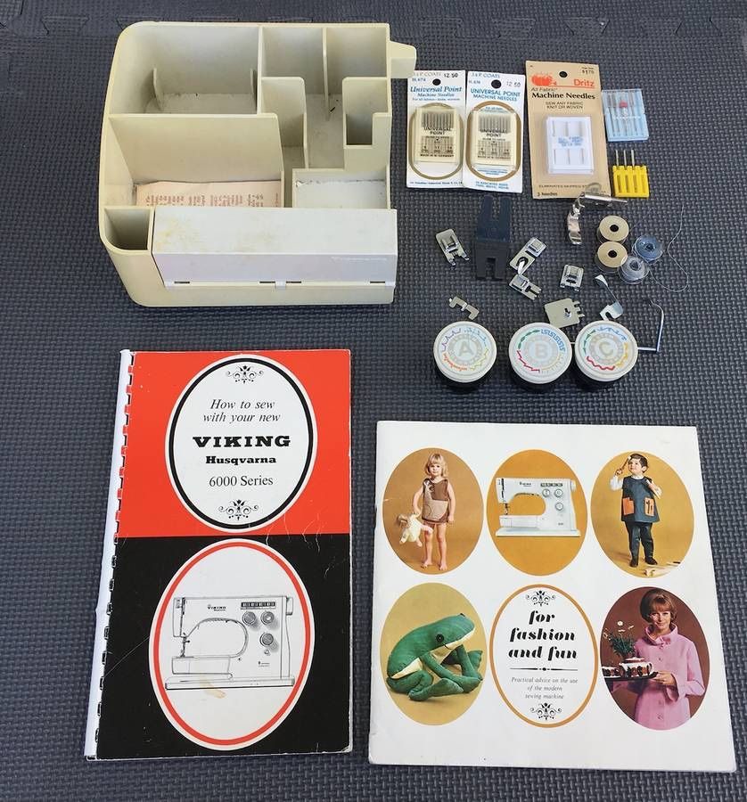Assorted Lot Vintage Viking Sewing Machine Cams, Pressure Feet, Books