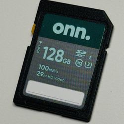 Onn – 128GB SDXC Memory Card, 100MB/s Read / 55MB/s Write, Class 10, U3 Used