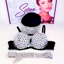 Selena Blingy Sparkly Rhinestone Bra/Bustier, Hat and Belt Costume or Decor  Lot x3 for Sale in Fontana, CA - OfferUp