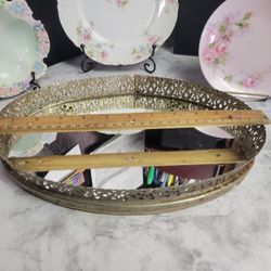 Gold Filigree Vanity Mirror Tray 