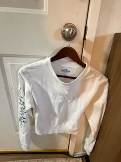 Hollister White Crop Sweatshirt XS