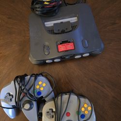 N64 With Two Wired Controllers 