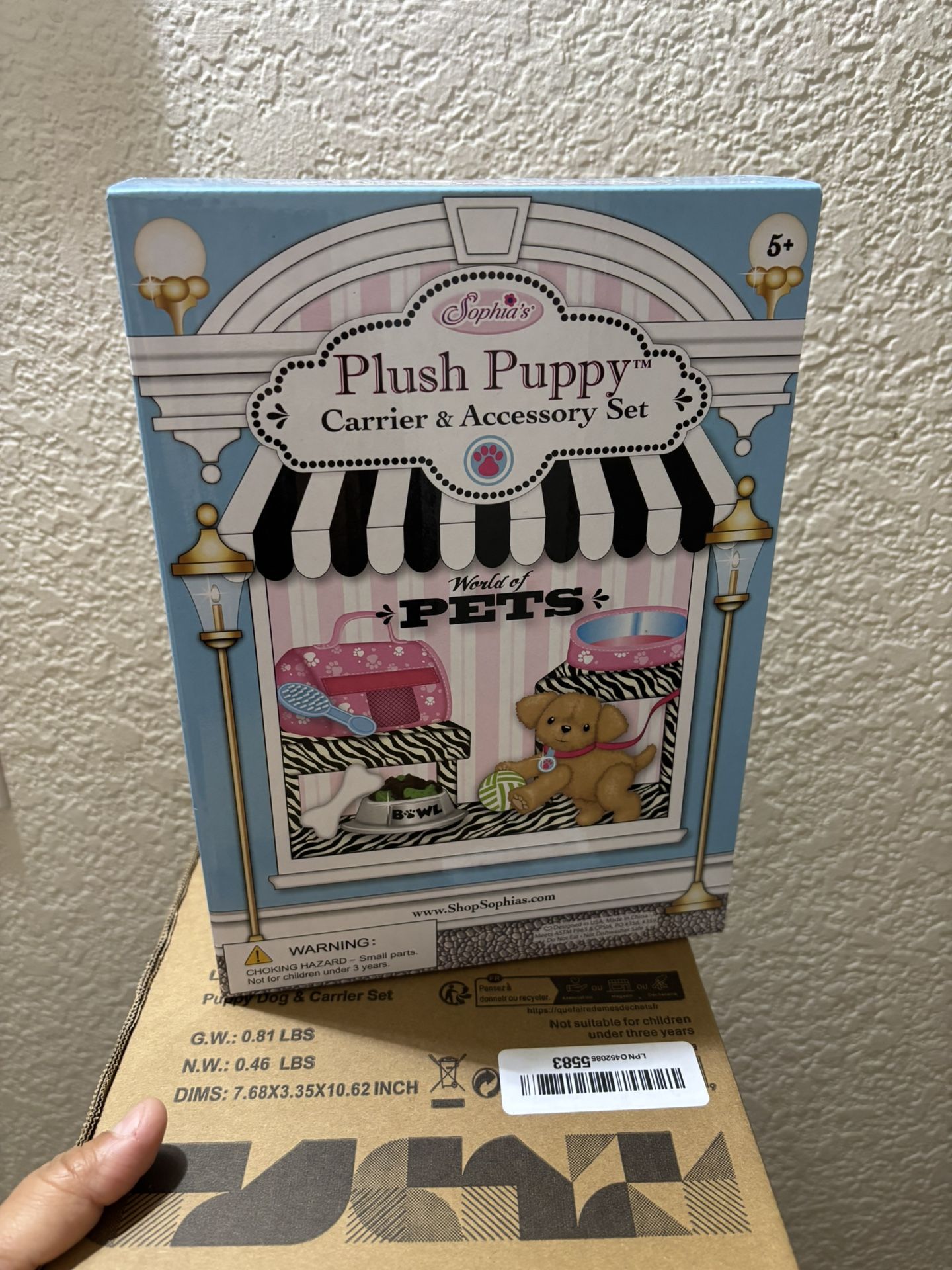 Sophia’s Plush Puppy with Carrier and Accessories for 18" Dolls