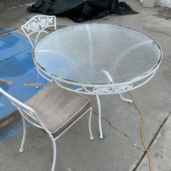 Vintage 1950s 5 Piece Cast Iron Patio Set
