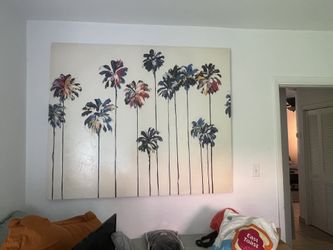 Huge Beige Painting With Palms