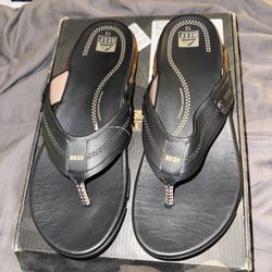 Reef Black Leather Flip Flops Men’s Size 13