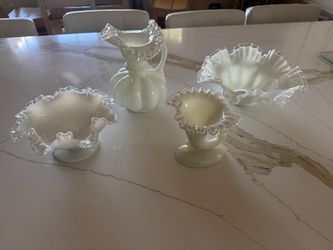 Fenton Silver Crest Milk Glass Lot - 4 Pieces