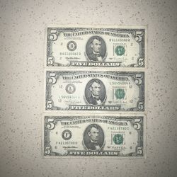 5 dollar bill (total of 3 bills)