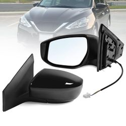Left Driver Side Mirror Assembly Fits 2013-2019 with Power Glass Heated Manual Folding Match to White Replace NI1320262(5 Pins)