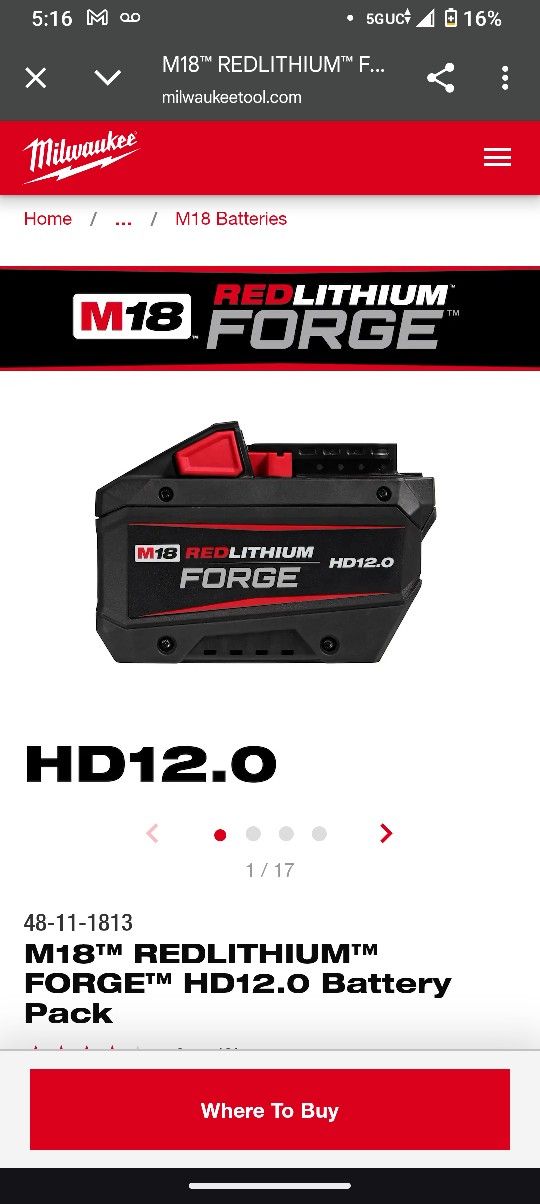 New Milwaukee Battery