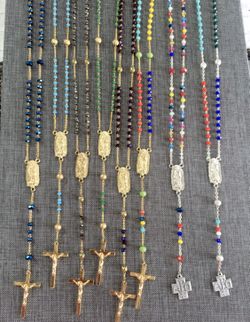 Crystal rosary-rosarios de cristal-recuerdos-bodas-primera comunión,bautismo,necklace rosary-bodas quincena
