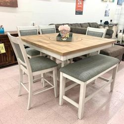 Fulton White Counter Height Set (Dining table and Chairs
