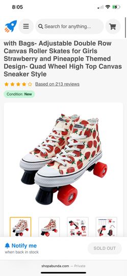 Haserd Strawberry Quad Wheel High Top Canvas Sneaker Style Size 6