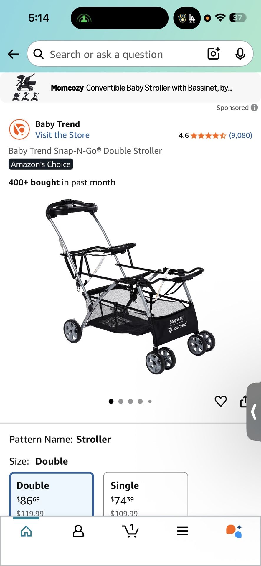 Baby Trend Snap N Go Double Stroller