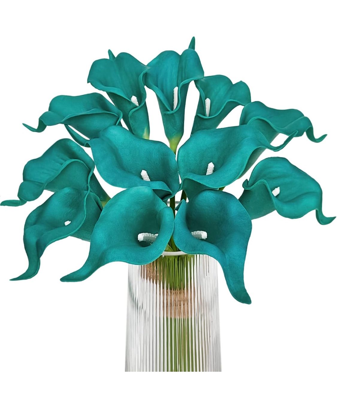 Letjolt Artificial Calla Lily Teal Flowers for Wedding Bouquet Klein Blue Flower 12Pcs Home Decoration Faux Calla Lilies Flower, Teal Blue