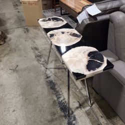 Petrified Wood And Resin Console Table