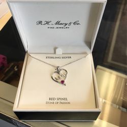 R.H Macy & Co Sterling Silver Red Spinel Necklace Retail $100