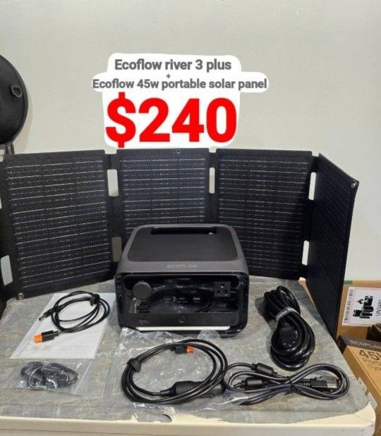 RIVER 3 PLUS 270 PORTABLE POWER STATION, 268Wh LiFePO4 BATTERY WITH 45W PORTABLE SOLAR PANE